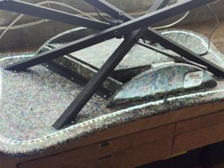 Hidden power socket under the table. And still hidden in this electrical test