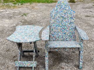 Outdoor cafe table with matching chair